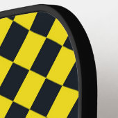 Geel Zwart Geruit Diamantpatroon Pickleball Paddle (Links Detail)