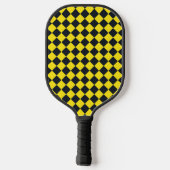 Geel Zwart Geruit Diamantpatroon Pickleball Paddle (Achterkant)