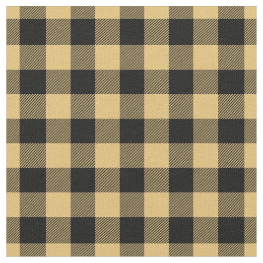 Geel & Zwart Geruit Gingham Stof (Close Up)