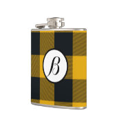 Geel & Zwart Geruit Vierkant Buffalo Plaid Heupfles (Links)