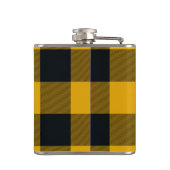 Geel & Zwart Geruit Vierkant Buffalo Plaid Heupfles (Achterkant)