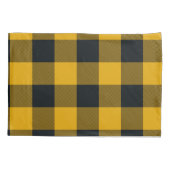 Geel & Zwart Geruit Vierkant Buffalo Plaid Kussensloop (Achterkant)