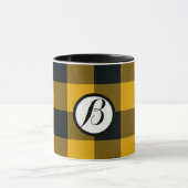 Geel & Zwart Geruit Vierkant Buffalo Plaid Mok (Midden)