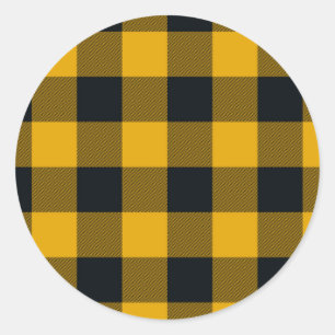 Geel & Zwart geruit vierkant Buffalo Plaid Ronde Sticker