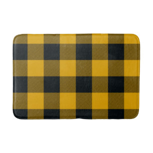 Geel-Zwart geruite vierkanten Buffalo Plaid Badmat