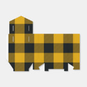Geel & Zwart geruite vierkanten Buffalo Plaid Bedankdoosjes (Uitgevouwen)