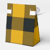 Geel & Zwart geruite vierkanten Buffalo Plaid Bedankdoosjes (Achterkant)