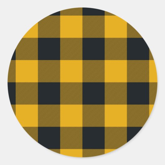 Geel & Zwart geruite vierkanten Buffalo Plaid Ronde Sticker (Voorkant)