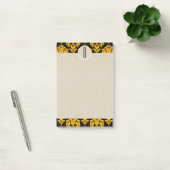 Geel Zwart Glam Damast Kraft Monogram Initiaal Post-it® Notes (Kantoor)