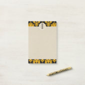 Geel Zwart Glam Damast Kraft Monogram Initiaal Post-it® Notes (Op bureau)