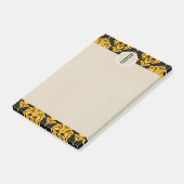 Geel Zwart Glam Damast Kraft Monogram Initiaal Post-it® Notes (Schuin)