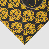 Geel & Zwart Glam Damast Monogram Letter Initiaal Tissuepapier (Detail)