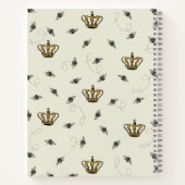 Geel, Zwart & Goud Koningin Bee, Kroon & Scroll Notitieboek (Achterkant)
