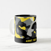 Geel Zwart Grijs Camouflage Mok (Voorkant links)