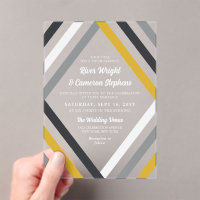 Geel Zwart Grijs Diamond Stripes Modern Wedding