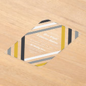 Geel Zwart Grijs Diamond Stripes Modern Wedding Acryl Uitnodigingen (Laagn)