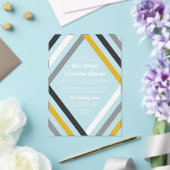 Geel Zwart Grijs Diamond Stripes Modern Wedding Acryl Uitnodigingen (Insitu (Huwelijk))