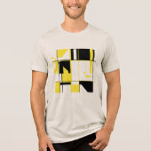 Geel Zwart Hedendaags Abstract Checkerboard Tri-Blend Shirt (Voorkant)