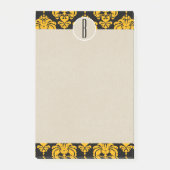 Geel zwart Initiaal Damask Kraft Monogram Post-it® Notes (Voorkant)
