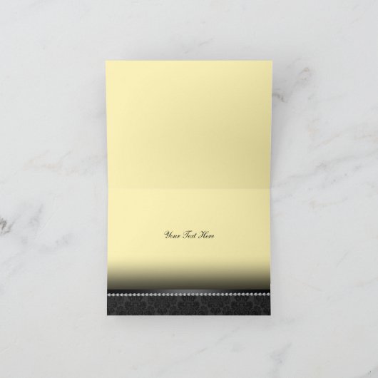 Geel & Zwart Kant Sweet16 Dank u kaart (Binnen)