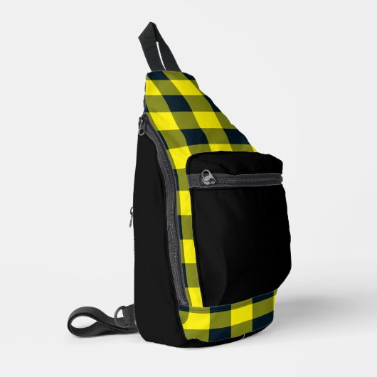 Geel Zwart Karo Patroon Sling Bag (Linkerhoek)
