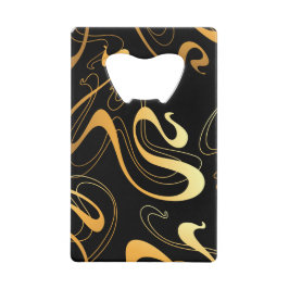 Geel & Zwart Klassiek Abstract Ontwerp Creditkaart Flessenopener
