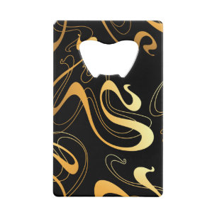 Geel & Zwart Klassiek Abstract Ontwerp Creditkaart Flessenopener