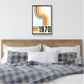 Geel Zwart kleurrijke lijnen Retro 70s Poster Canvas Afdruk (Insitu (Slaapkamer))