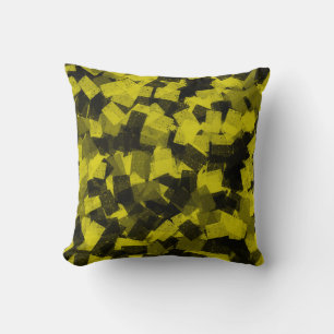 Geel Zwart Kubisme Abstract Patroon Kussen