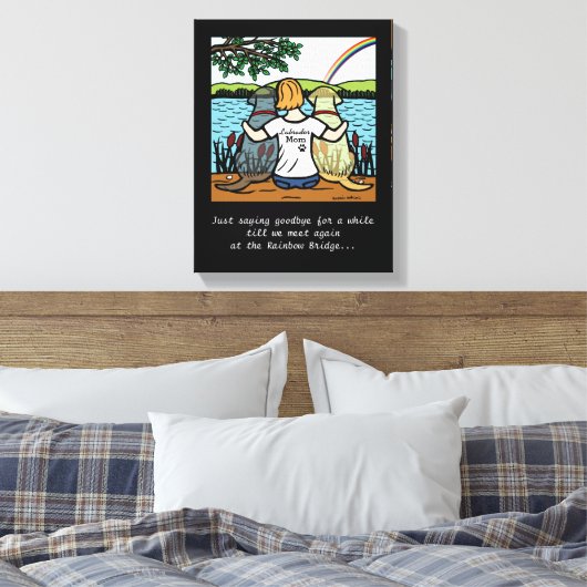 Geel & Zwart Labrador Engelen en Moeder 3 Canvas (Insitu (Slaapkamer))