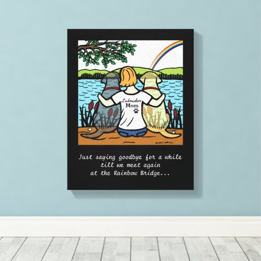 Geel & Zwart Labrador Engelen en Moeder 3 Canvas (Insitu (Houten vloer))