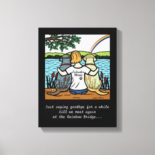 Geel & Zwart Labrador Engelen en Moeder 3 Canvas Afdruk (Voorkant)