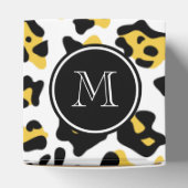 Geel Zwart Leopard Animal Print met Monogram Bedankdoosjes (Bovenkant)