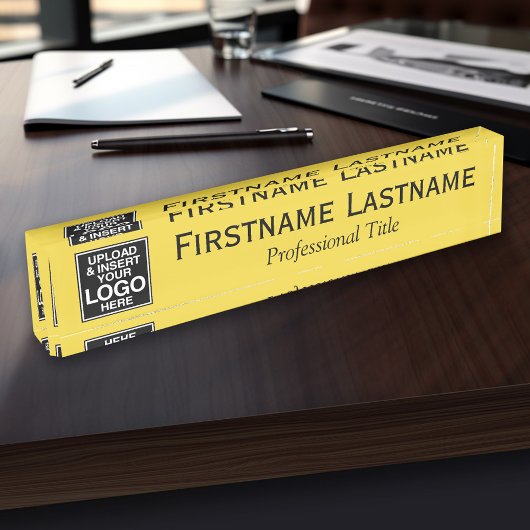 Geel zwart - Logo, naam en functie Naambordje