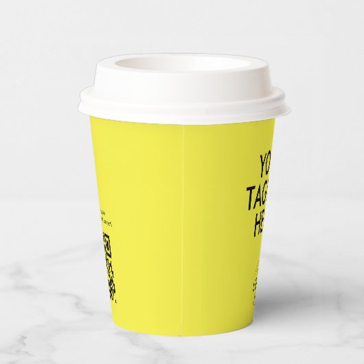 Geel Zwart Logo QR Code Company Swag Papieren Bekers (Rechts)