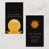 Geel zwart Lotus Flower Logo Yoga Healing Health Visitekaartje (Voorkant / Achterkant)