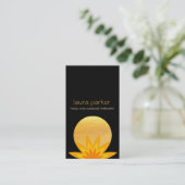 Geel zwart Lotus Flower Logo Yoga Healing Health Visitekaartje (Staand voorkant)