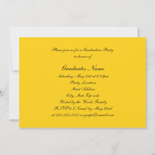 Geel/Zwart Man Silhouette 2025 Afstudeerfeest Kaart (Achterkant)