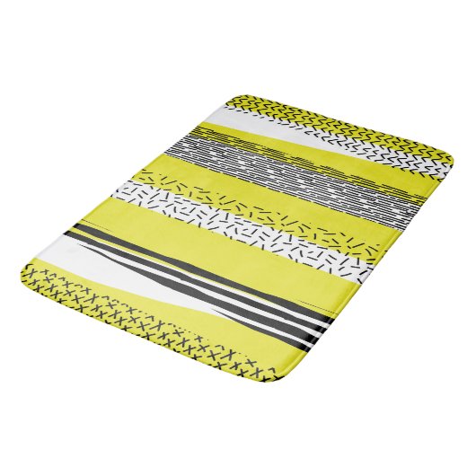 Geel & Zwart Mix geometrisch patroon Badmat (Gekanteld)