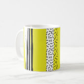 Geel & Zwart Mix geometrisch patroon Koffiemok (Voorkant links)