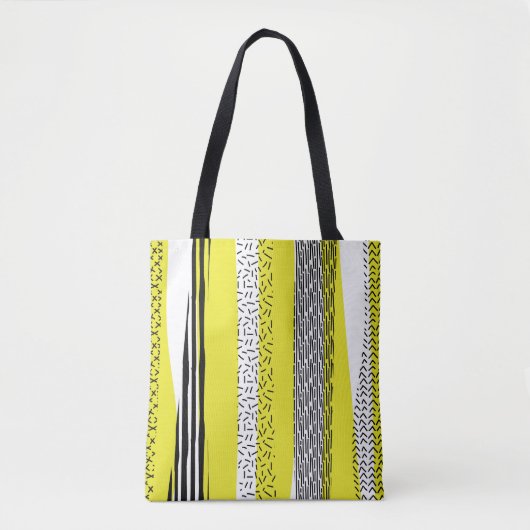 Geel & Zwart Mix geometrisch patroon Tote Bag (Voorkant)