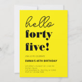 Geel Zwart Moderne 45e Verjaardag Kaart (Voorkant)