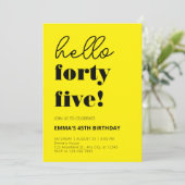 Geel Zwart Moderne 45e Verjaardag Kaart (Staand voorkant)