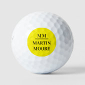 Geel zwart monogram initialen naam golfballen (Voorkant)