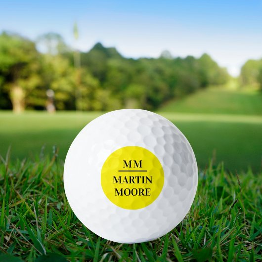 Geel zwart monogram initialen naam golfballen