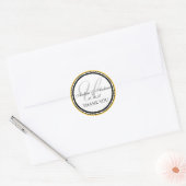 Geel Zwart Monogram U Bruiloft Dank u Ronde Sticker (Envelop)