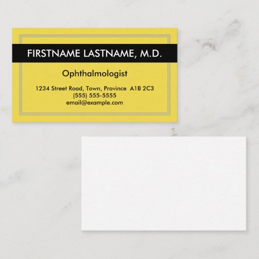 Geel, zwart, oftalmoloog Visitekaartje (Voorkant / Achterkant)