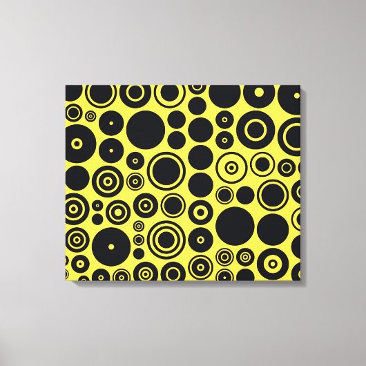 Geel, zwart, omtrekcirkels 2 omhuld Canvas Afdruk (Voorkant)