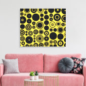 Geel, zwart, omtrekcirkels 2 omhuld Canvas Afdruk (Insitu (Woonkamer))