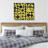 Geel, zwart, omtrekcirkels 2 omhuld Canvas Afdruk (Insitu (Slaapkamer))